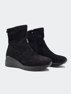 Женские замшевые ботинки теплого черного цвета модные 38
