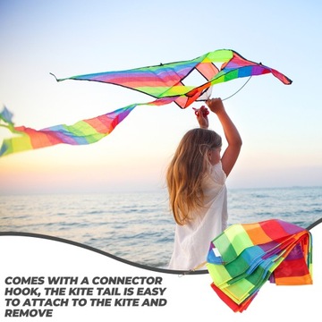 OGON TUBY KITE TĘCZOWEJ KOLOROWE OZDOBANIE WSTĄŻKĄ