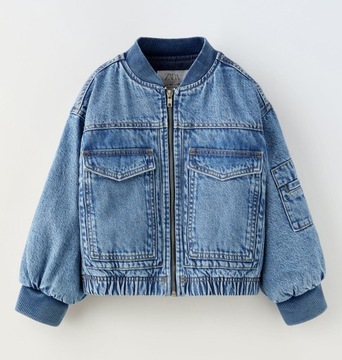 ZARA dziewczęca kurtka jeansowa bamberka oversize z lekkim ociepleniem 152