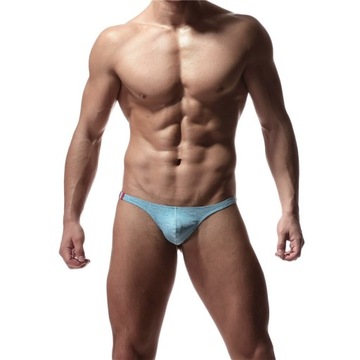 SEXY NIEBIESKIE MĘSKIE MELANŻOWE STRINGI XL