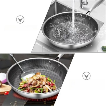 СКОВОРОДА ВОК ИЗ НЕРЖАВЕЮЩЕЙ СТАЛИ ДЛЯ ПРИГОТОВЛЕНИЯ СТЕЙКОВ