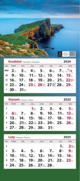 Kalendarz 2025 trÓjdzielny 2025 Ocean półwysep