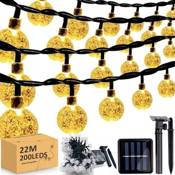LAMPKI SOLARNE OGRODOWE GIRLANDA OZDOBA TARAS ZEWNĘTRZNE 22M 200LED