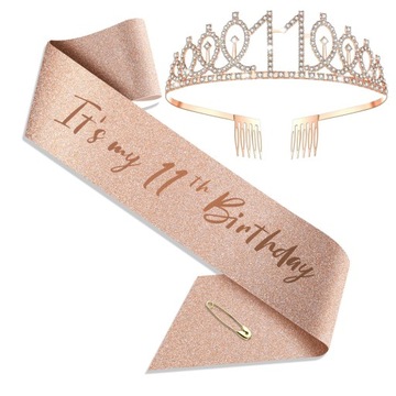 Dekoracje na 11 urodziny Girl Birthday Crown Sash
