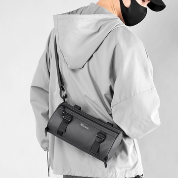 Серая нейлоновая сумка через плечо с цилиндром большой вместимости
