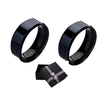 CZARNA OBRĄCZKA STAL SYGNET PARA 2SZT C879