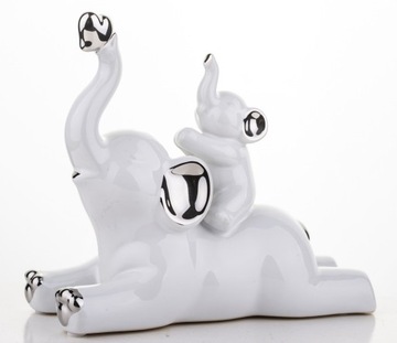 Фигурка слон Семья слонов белый серебристый маленький большой