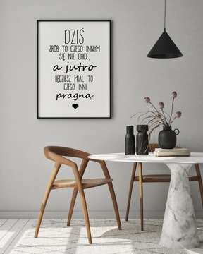 Obraz z napisami plakat RAMKA dziś jutro serce 3XL