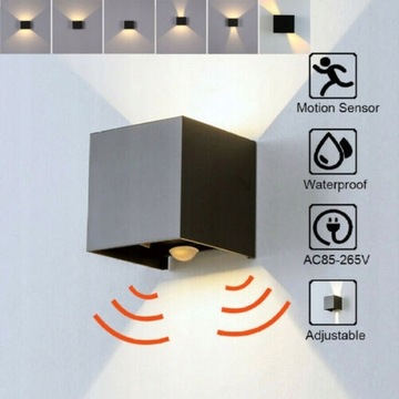 Lampa ścienna regulowana kinkiet czujnik góra dół