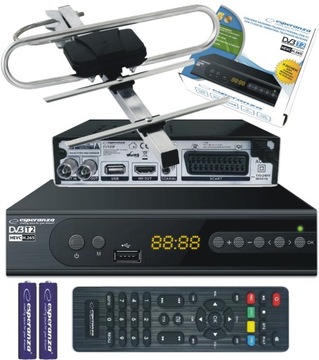 TUNER DVB-T2 DEKODER NAZIEMNEJ H.265 HEVC + ANTENA