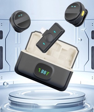 2 МИКРОФОНА БЕСПРОВОДНОЙ СВЯЗАННЫЙ МИКРОФОН USB C APPLE ANDROID POWERBANK