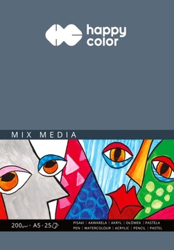 BLOK HAPPY COLOR MIX MEDIA ART A5 25 ARKUSZY 200G
