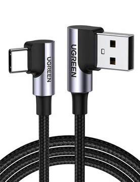 Кабель USB-C — USB-A 2.0 угловой UGREEN US176 3A 3м