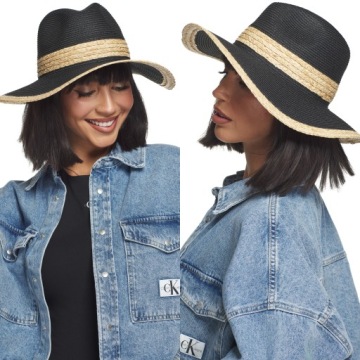 KAPELUSZ PLECIONY SŁOMIANY naturalna słomka czerń