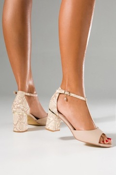 БОСОНОЖКИ ЖЕНСКИЕ НА ДЕКОРАТИВНОМ КАБЛУКЕ, РЕМЕНЬ ТБАР С ДЕКОРАЦИЕЙ, СТАБИЛЬНЫЕ, ЛЕГКИЕ, размер 37