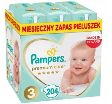 PIELUCHY PAMPERS PREMIUM CARE 3 MIDI 204 szt.