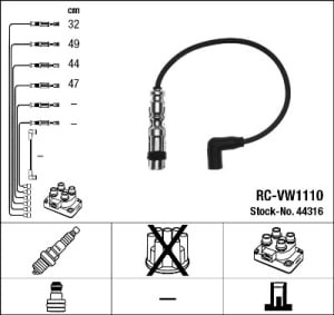 SADA PŘÍVODŮ ZAPALOVACÍ NGK - RC-VW1110 44316