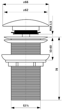 Пробка для умывальника - без перелива NHC 010A