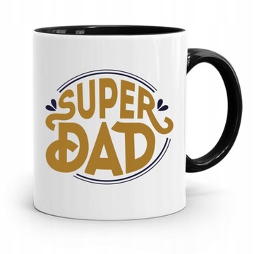 KUBEK CZARNY PREZENT NA DZIEŃ OJCA SUPER DAD z Nadrukiem ze Zdjęciem