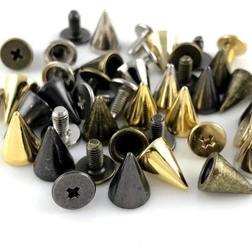 50pcs/set 7x10mm Cone Studs And Spikes DIY Craft Cool Punk Garment Rivets