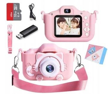 APARAT CYFROWYDLA DZIECI PODWÓJNY Z SELFIE FULL HD JEDNOROŻEC KARTA 32GB