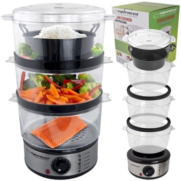 PAROWAR GOTOWANIE NA PARZE 3 POZIOMY 7,5 L TIMER