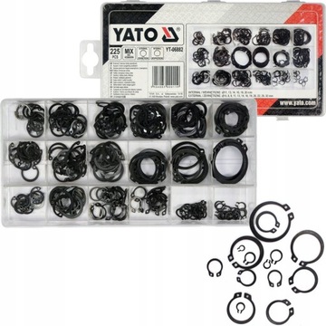 КОЛЬЦА YATO НАРУЖНЫЕ И ВНУТРЕННИЕ 225 шт., РАЗМЕРЫ РАЗМЕРОВ YT-06882