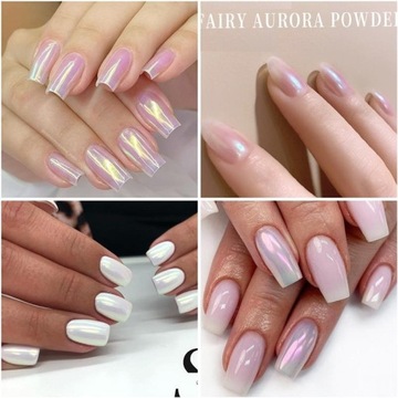 6 X ПАЛИТРА PEARL NAIL POWDER MERMAID EFFECT EFFECT