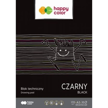 Blok techniczny A3 czarny 170g. 10ark. HA 3717 3040-9 HAPPY COLOR