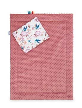 KOMPLET DO WÓZKA ŁÓŻECZKA PODUSZKA + KOCYK SENSILLO MINKY PTAKI RETRO RÓŻ