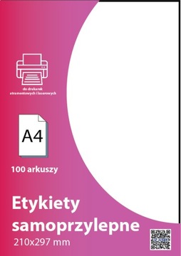 Etykieta samoprzylepna A4 210x297mm 100 szt Naklejki Samoprzypelne