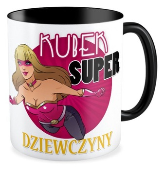 Kubek czarny prezent Super DZIEWCZYNA SZKOŁA KOBIETA Dzień Kobiet dla niej