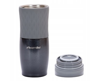 Термос Kamille, кружка, 500 мл, бутылка оттенка серого, металлик