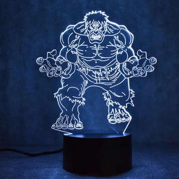 HULK 3D LED лампа USB/БАТАРЕЯ + ПУЛЬТ ДУ