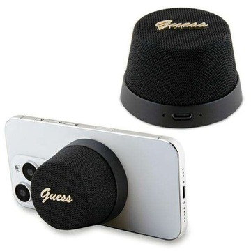 Głośnik Guess Bluetooth Speaker Stand czarny Magnetic Script Metal