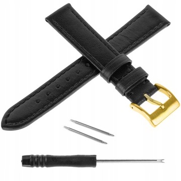 PASEK SKÓRZANY DO ZEGARKA / 18MM / RÓŻNE KOLORY / ZŁOTA KLAMRA