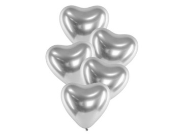 Balony na wesele serca glossy srebrne 27cm 5 sztuk