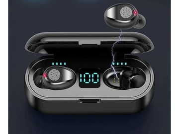 БЕСПРОВОДНЫЕ СПОРТИВНЫЕ НАУШНИКИ F9 BLUETOOTH POWERBANK ЧЕРНЫЕ