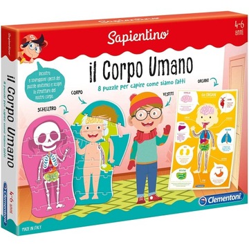 CLEMENTONI THE HUMAN BODY CZĘŚCI CIAŁA PO WŁOSKU GRA EDUKACYJNA PUZZLE