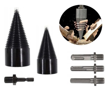 Шнек для колки дров, дрель, конус колки, 2 адаптера