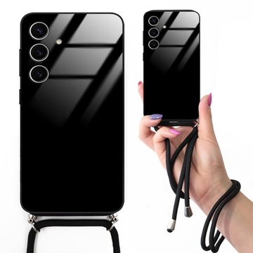 ETUI CROSSGLAM Do SAMSUNG S24 5G Szklane Case Cover Premium Czarny Sznurek