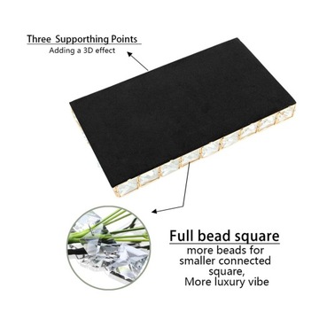 Elegancka, lustrzana, kryształowa taca prostokątna Glam