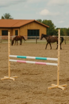 Перешкода для стрибків для Hobby Horse 120 см, дві колоди - м'ятна і світло-рожевий