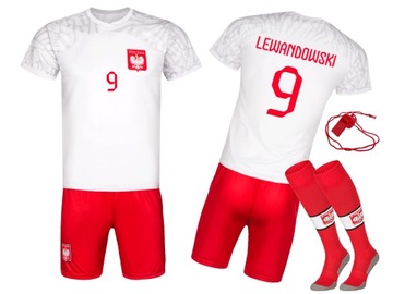 Strój Piłkarski getry LEWANDOWSKI 9 Polska rozmiar 140