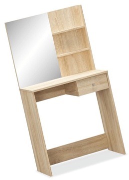 TOALETKA LUSTREM LED PÓŁKI I SZUFLADA DO MAKIJAŻU