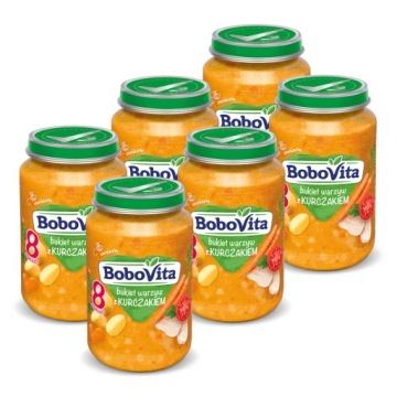 BOBOVITA страва в баночці, Обід, букет овочів з курчам, 8 міс.+ 190 г