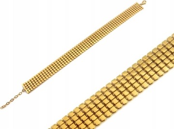 Złota bransoleta 585 szeroka z małych ruchomych kwadracików r20 na prezent