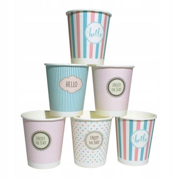 KUBKI PAPIEROWE PASTELE 300 ML – 50 SZTUK DO GORĄCYCH I ZIMNYCH NAPOJÓW