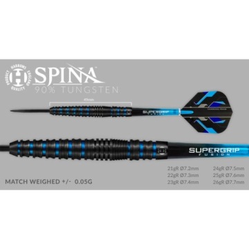 26 gR Rzutki Harrows Spina Black 90% Steeltip 26 g