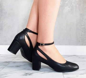 ТУФЛИ С ДЕКОРАТИВНЫМ ВЫРЕЗОМ BLACK PEARL ТУФЛИ НА РЕМЕШКЕ, НА Каблуке 6 см 39